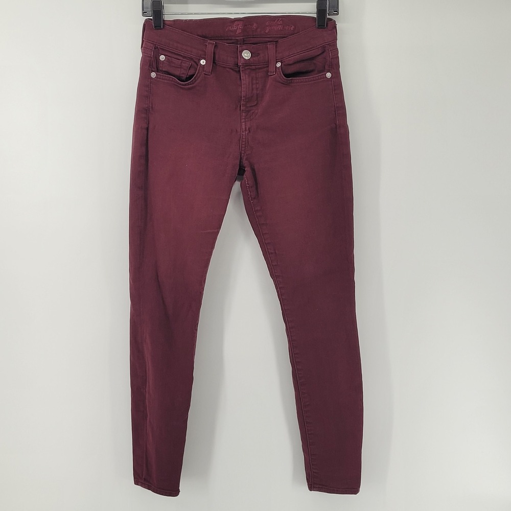 7 For All Mankind Ankle Gwenevere Skinny Jeans‎ Womens 25 Burgundy Maroon Denim